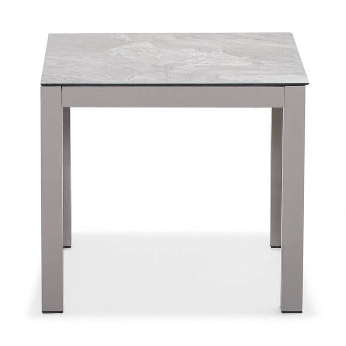 Montreal Aluminium Square Garden Side Table - Cool Linen