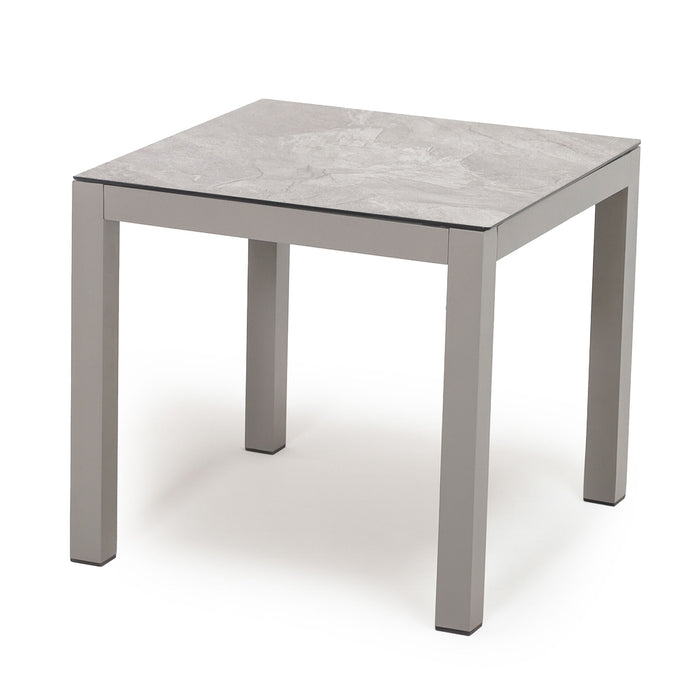 Montreal Aluminium Square Garden Side Table - Cool Linen