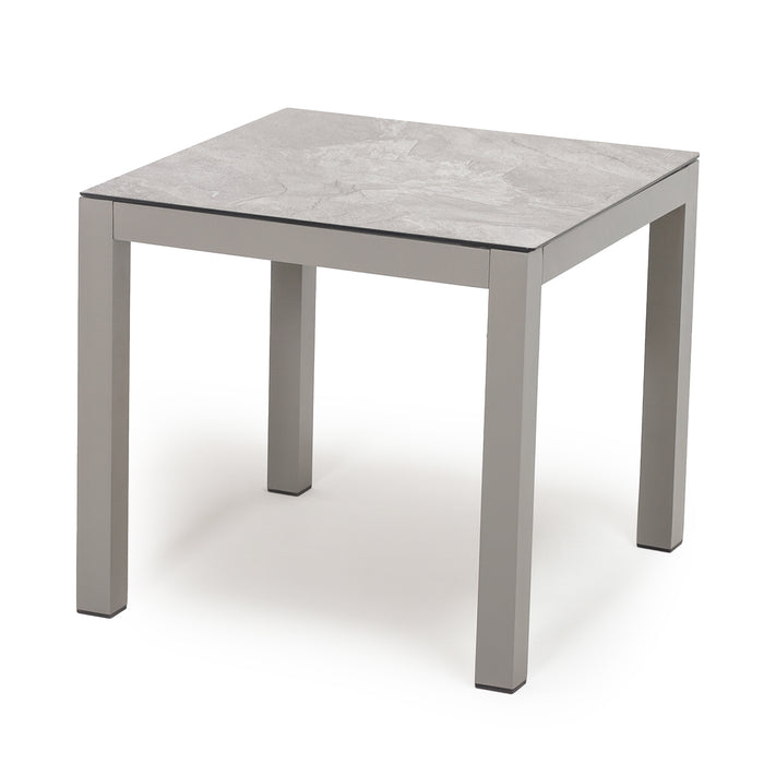 Montreal Aluminium Square Garden Side Table - Cool Linen