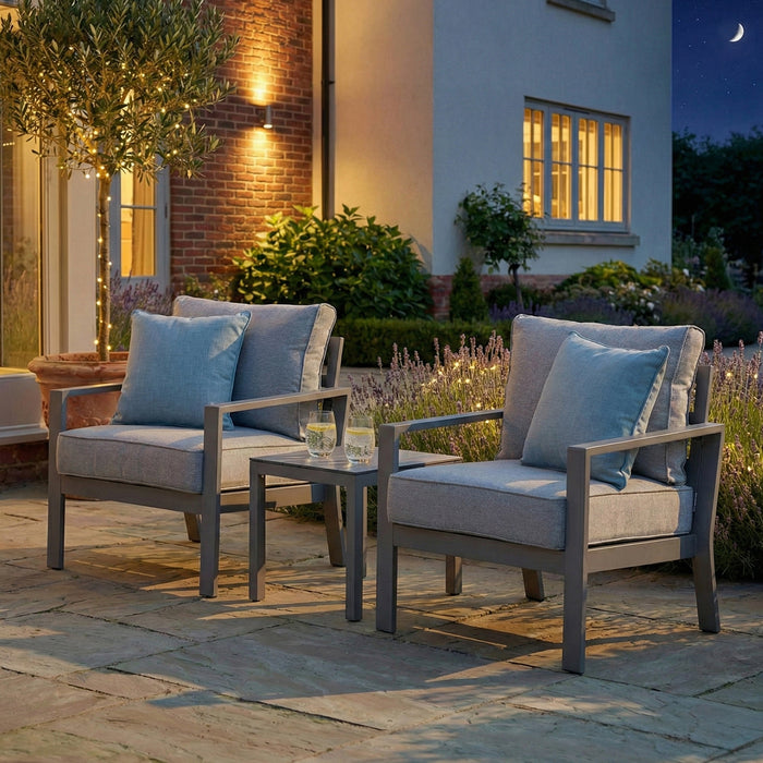 Montreal Aluminium Garden Lounge Set with Square Coffee Table - Cool Linen