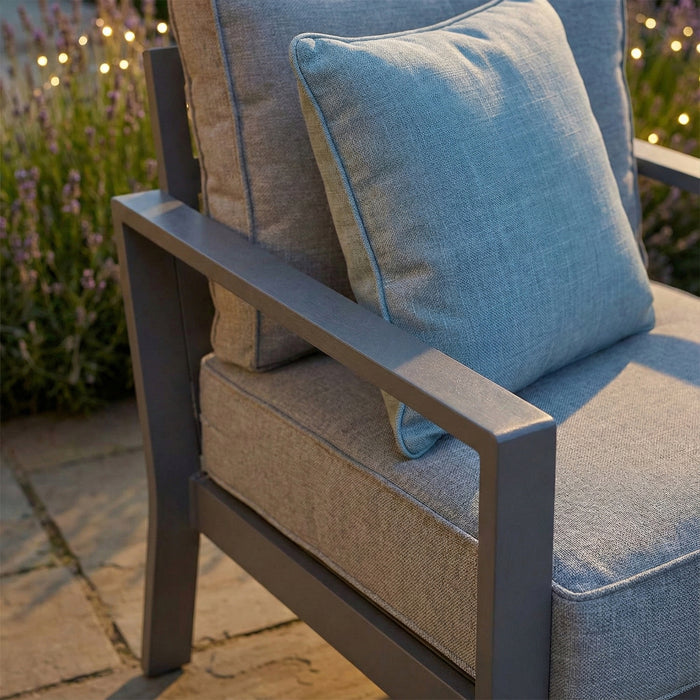 Montreal Aluminium Garden Lounge Set with Square Coffee Table - Cool Linen