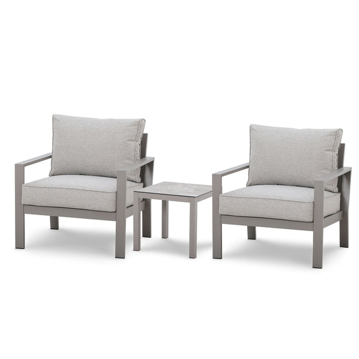 Montreal Aluminium Garden Lounge Set with Square Coffee Table - Cool Linen