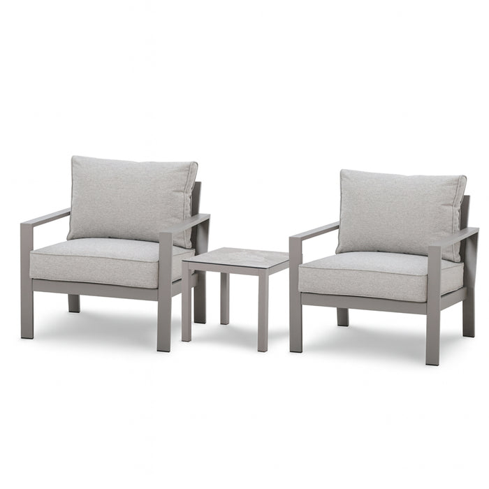 Montreal Aluminium Garden Lounge Set with Square Coffee Table - Cool Linen