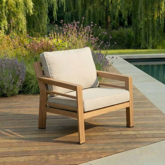 New York Wood Effect Aluminium Armchair - Almond