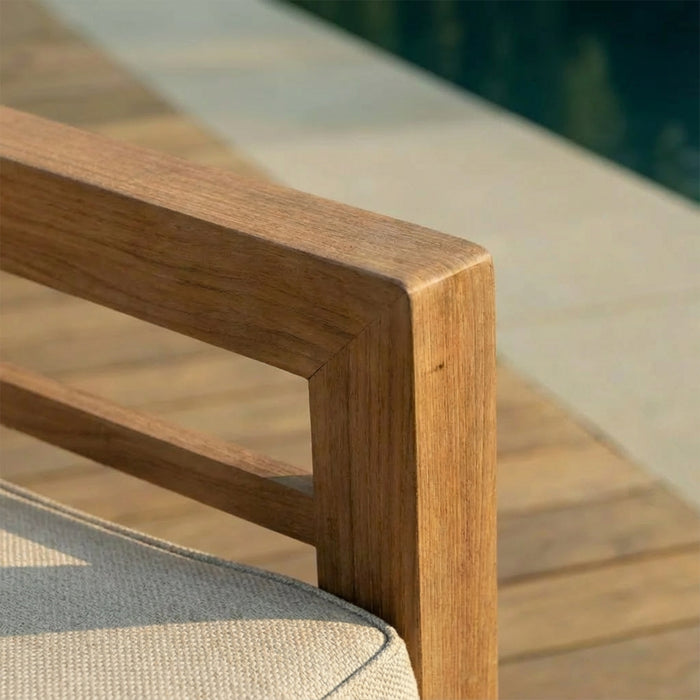 New York Wood Effect Aluminium Armchair - Almond