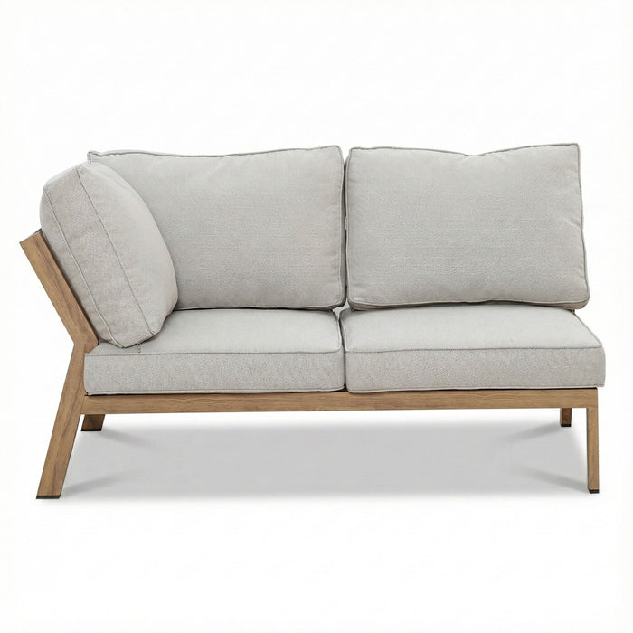 New York Wood Effect Aluminium Corner Sofa Set - Almond