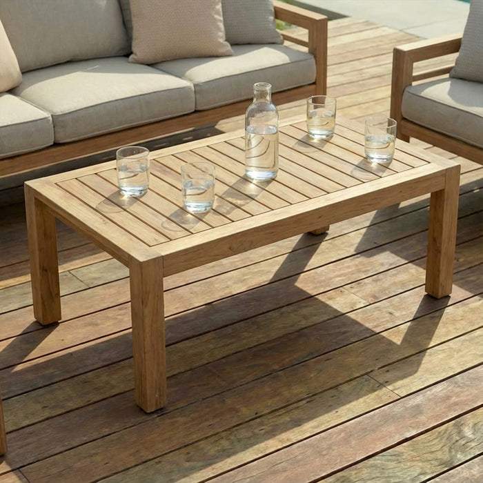 New York 3 Seat Wood Effect Aluminium Sofa Set - Almond