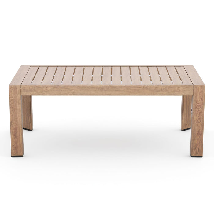 New York 3 Seat Wood Effect Aluminium Sofa Set - Almond