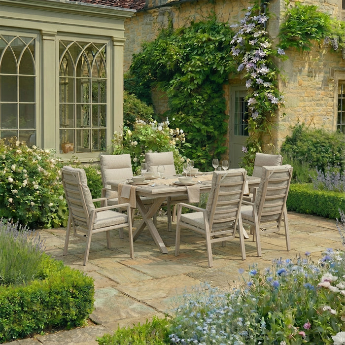Valencia Reclining 6-8 Seat Aluminium Extending Garden Dining Set - Latte