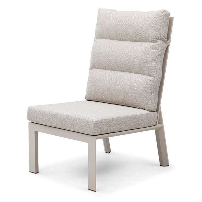 Valencia Reclining Aluminium Corner Garden Dining Set with Rising Table Footstools & Bench - Latte