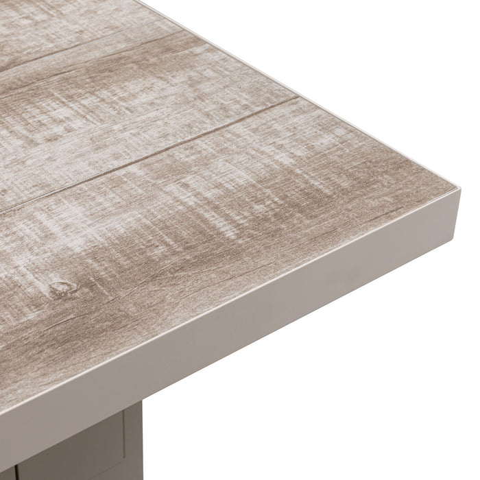 Valencia Reclining Aluminium Corner Garden Dining Set with Rising Table Footstools & Bench - Latte