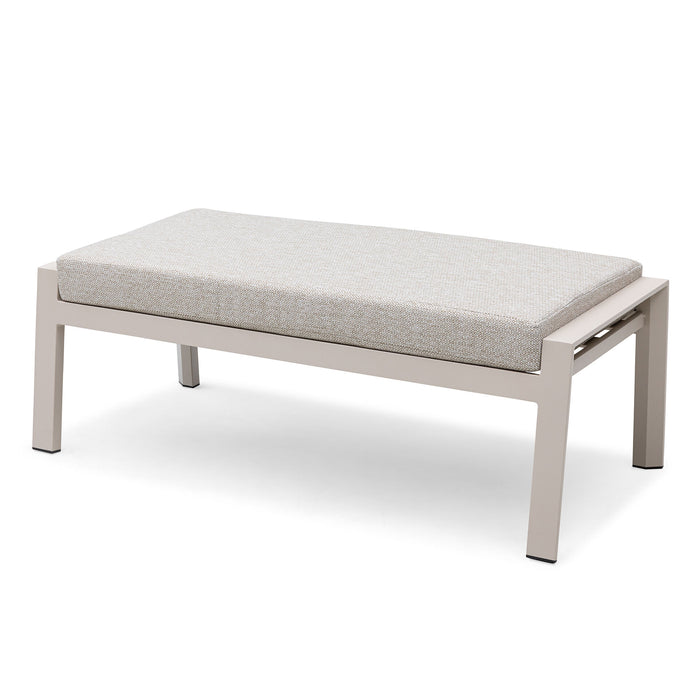 Valencia Reclining Aluminium Corner Garden Dining Set with Rising Table Footstools & Bench - Latte