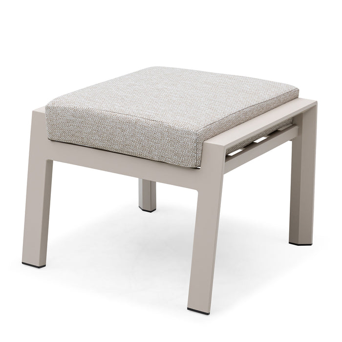 Valencia Reclining Aluminium Corner Garden Dining Set with Rising Table Footstools & Bench - Latte