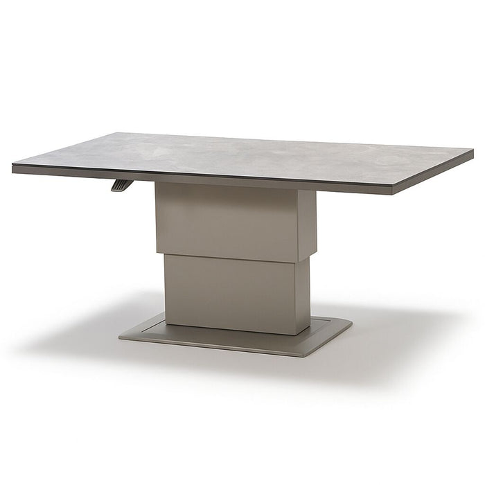 Montreal Aluminium Large Garden Corner Dining Set with Rectangular Rising Table Footstool & Bench - Cool Linen