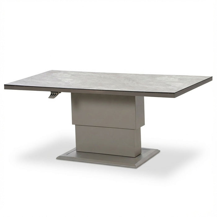Montreal Aluminium 3 Seat Garden Sofa Dining Set with Rising Table & Footstools - Cool Linen