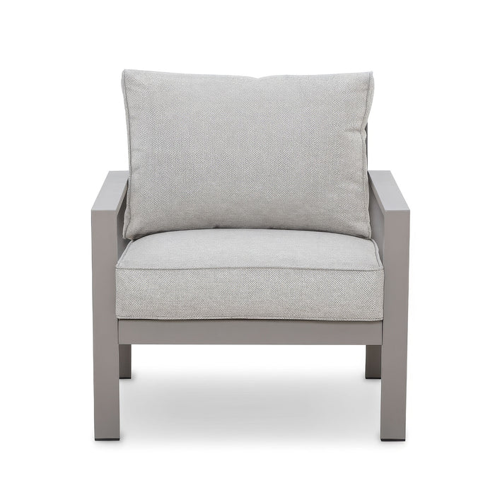 Montreal Aluminium 3 Seat Garden Sofa Dining Set with Rising Table & Footstools - Cool Linen