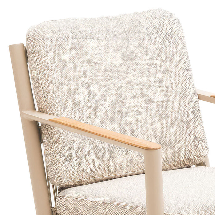 Pair of Sicily Rope Weave Garden Dining Chairs with Teak Arms - Latte