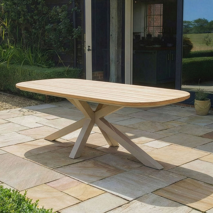 Sicily 6 Seat Rectangular Teak Garden Dining Table - Latte