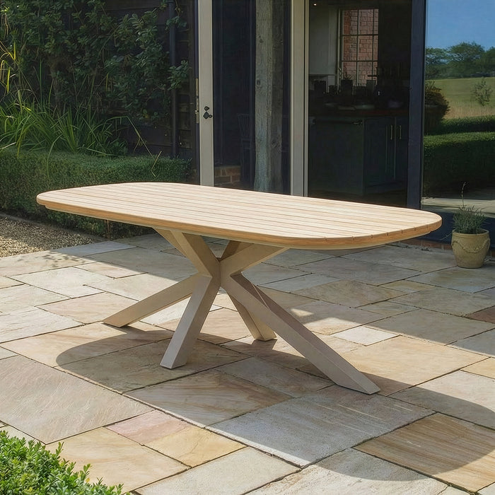 Sicily 6 Seat Rectangular Teak Garden Dining Table - Latte
