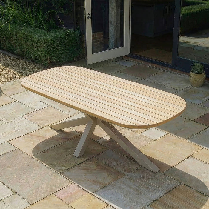 Sicily 6 Seat Rectangular Teak Garden Dining Table - Latte