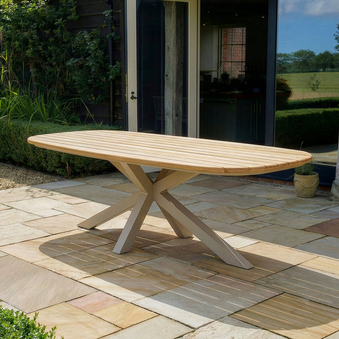Sicily 8 Seat Rectangular Teak Garden Dining Table - Latte
