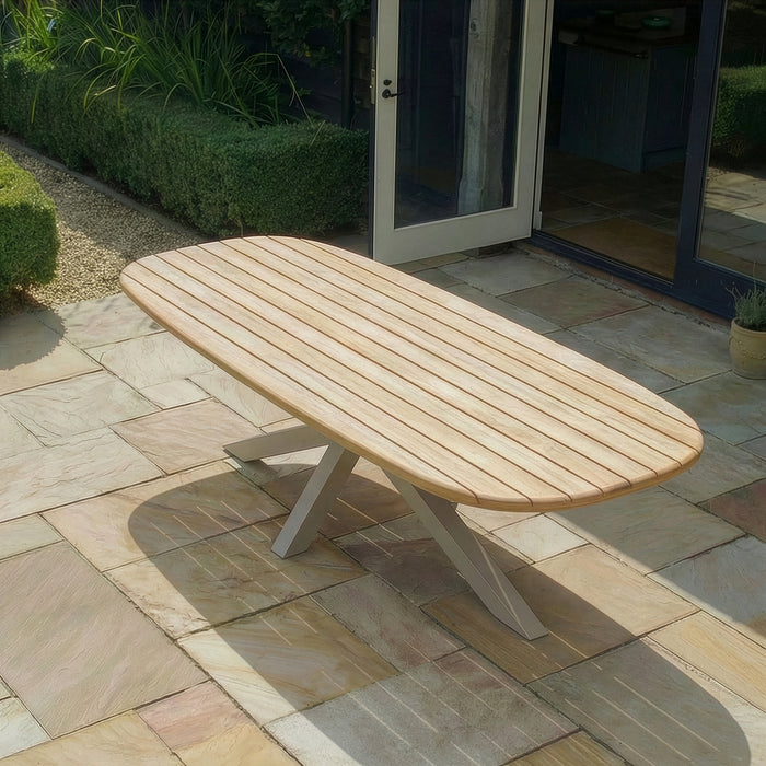 Sicily 8 Seat Rectangular Teak Garden Dining Table - Latte
