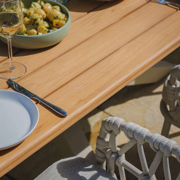 Sicily 8 Seat Rectangular Teak Garden Dining Table - Latte
