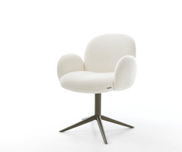 Dining Chair Nube Bouclé White Star Base 360° Swivel Titanium Pocket Springs With Rocking Function