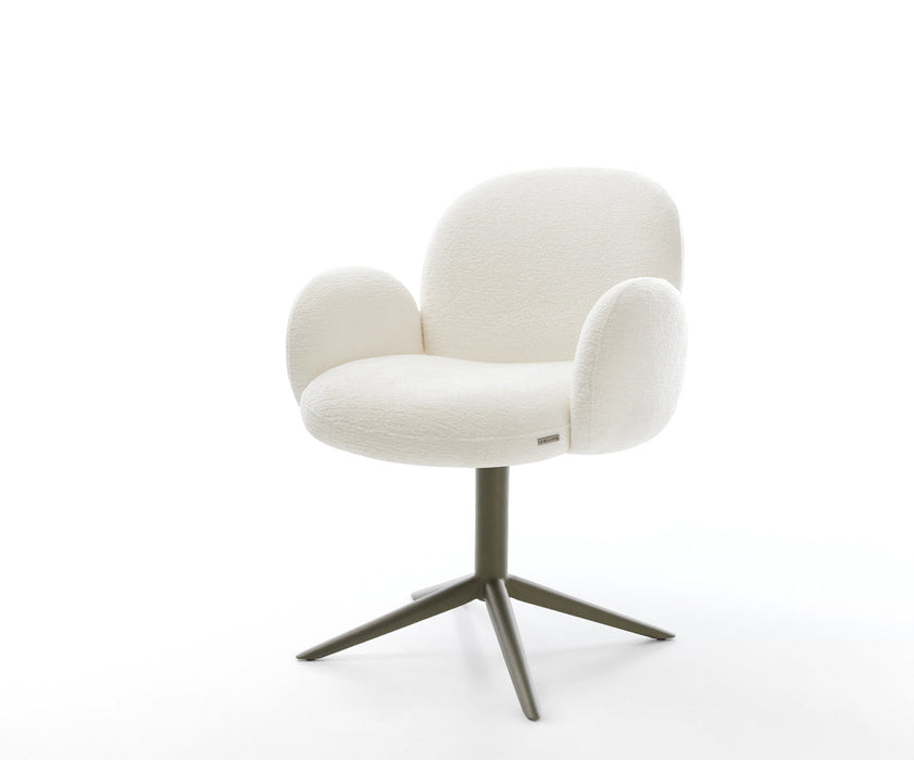 Dining Chair Nube Bouclé White Star Base 360° Swivel Titanium Pocket Springs With Rocking Function