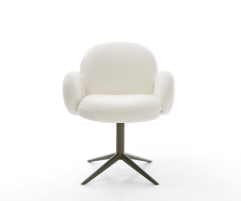 Dining Chair Nube Bouclé White Star Base 360° Swivel Titanium Pocket Springs With Rocking Function