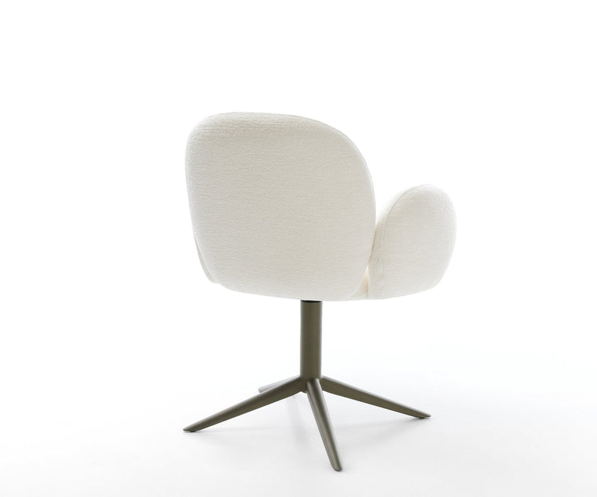 Dining Chair Nube Bouclé White Star Base 360° Swivel Titanium Pocket Springs With Rocking Function