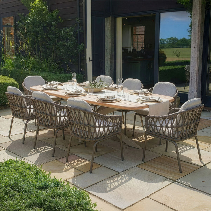 Sicily Open Rope Weave 8 Seat Rectangular Dining Set