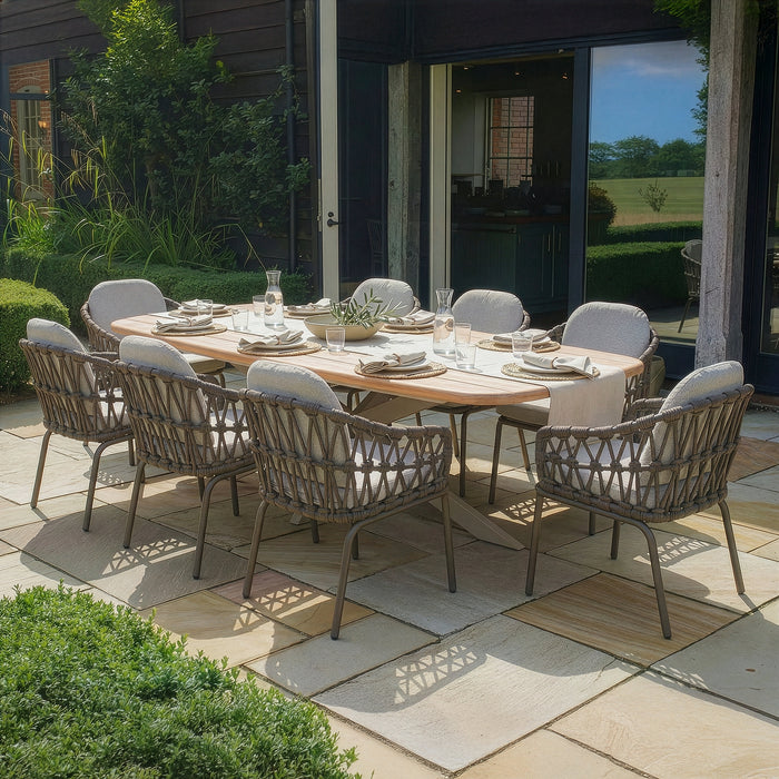 Sicily Open Rope Weave 8 Seat Rectangular Dining Set