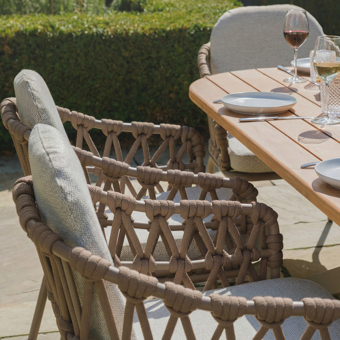 Sicily Open Rope Weave 8 Seat Rectangular Dining Set