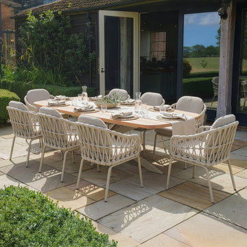Sicily Open Rope Weave 8 Seat Rectangular Dining Set