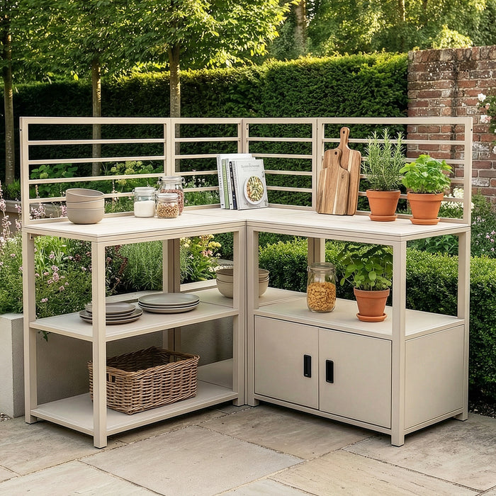 Sicily Outdoor Kitchen & Bar with Sintered Stone Worktop - Latte