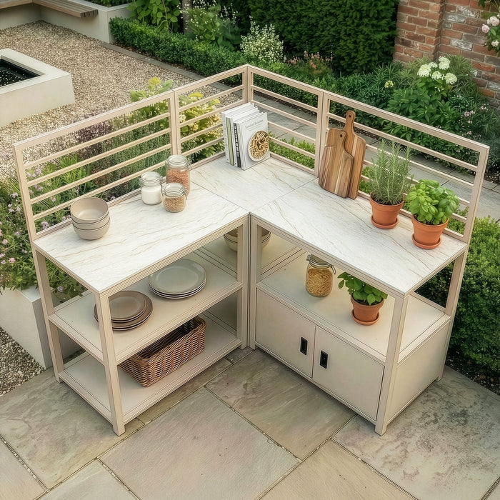Sicily Outdoor Kitchen & Bar with Sintered Stone Worktop - Latte