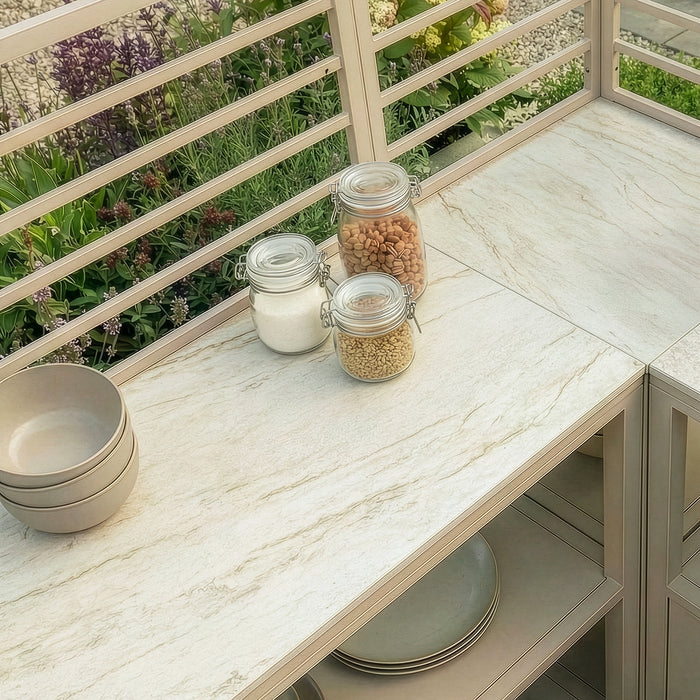 Sicily Outdoor Kitchen & Bar with Sintered Stone Worktop - Latte