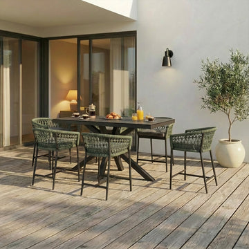 Monaco Rope Weave 6 Seat Rectangular Bar Set