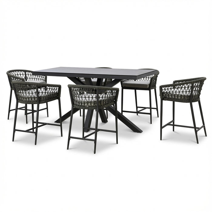 Monaco Rope Weave 6 Seat Rectangular Bar Set