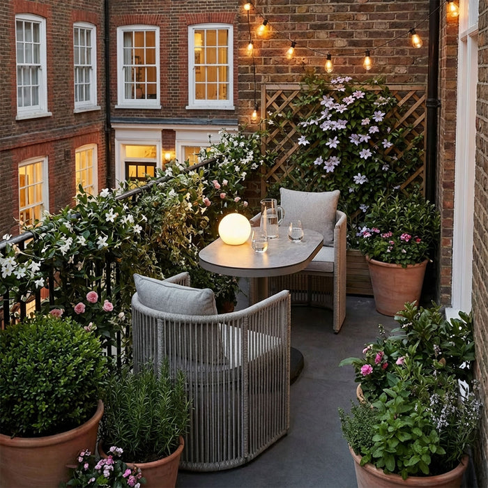 Monaco Rope Weave 2 Seat Garden Balcony Set - Cool Linen
