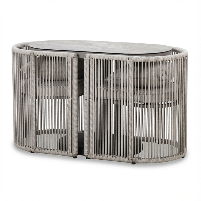 Monaco Rope Weave 2 Seat Garden Balcony Set - Cool Linen