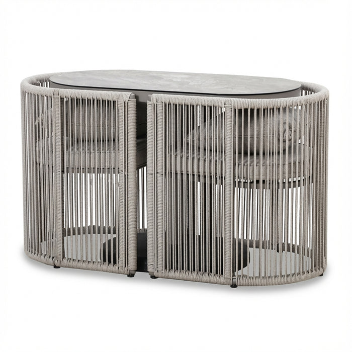 Monaco Rope Weave 2 Seat Garden Balcony Set - Cool Linen