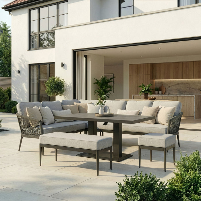 Monaco Rope Weave Large Corner Dining Set