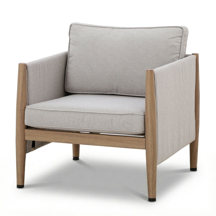 Burford Small Aluminium Corner Sofa Set with Square Coffee Table & Armchair - Almond