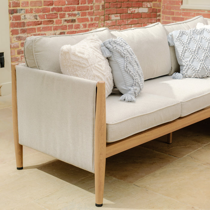 Burford Large Aluminium Corner Sofa Set with Rectangular Coffee Table & Armchair - Almond