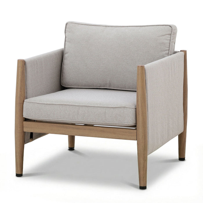 Burford Large Aluminium Corner Sofa Set with Rectangular Coffee Table & Armchair - Almond
