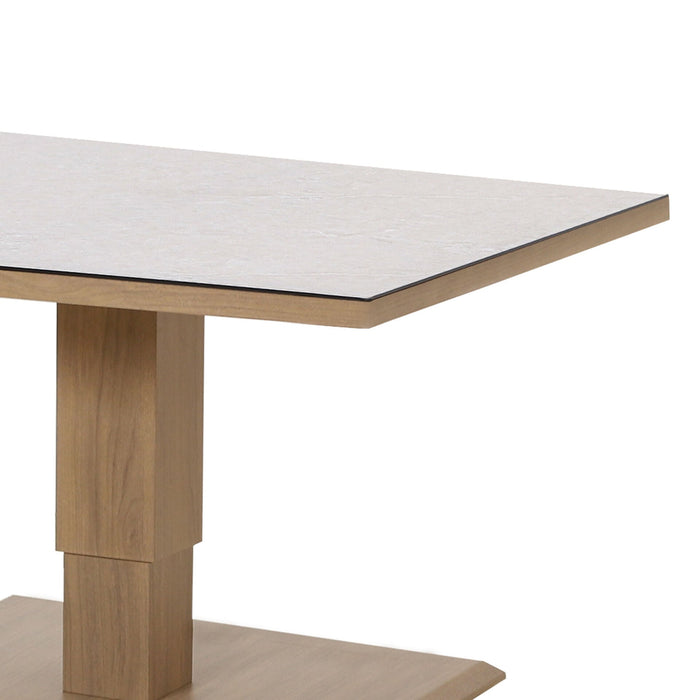 Burford Small Aluminium Corner Dining Set with Square Rising Table - Almond
