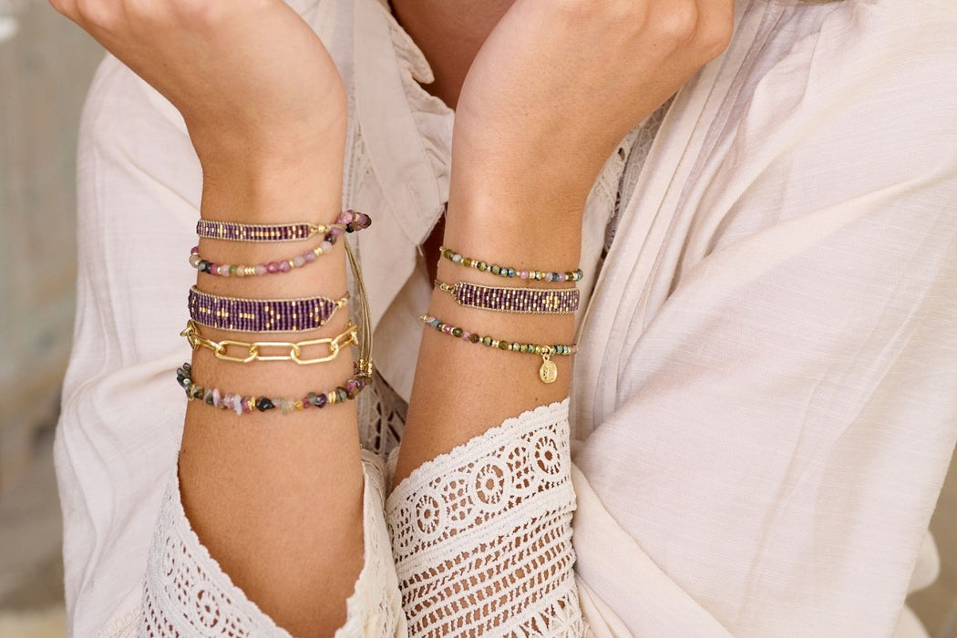 Sana Gold Tourmaline Stretch Crystal Bracelet
