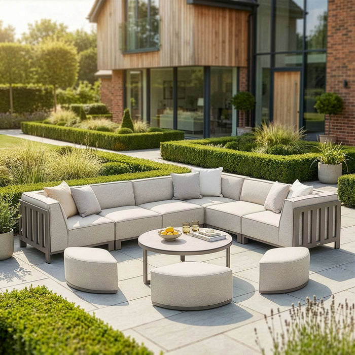 Outdoor Fabric Ibiza Medium Corner Sofa Set With Round Coffee Table